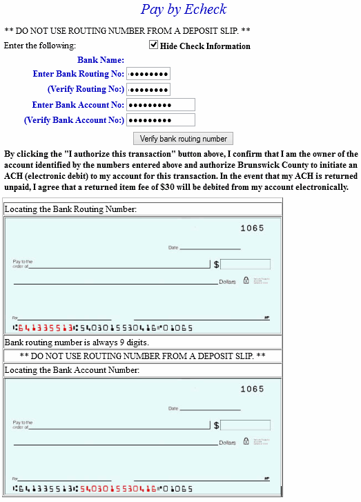 Pay using electronic check