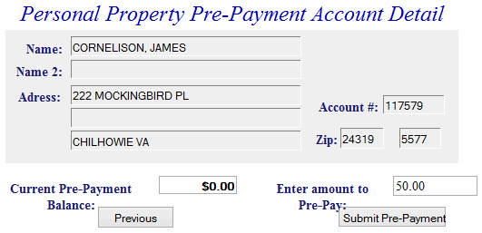 account detail screen example