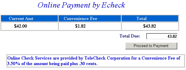 Pay be echeck example screen