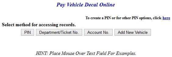 Search by password, department and ticket number, or account number
