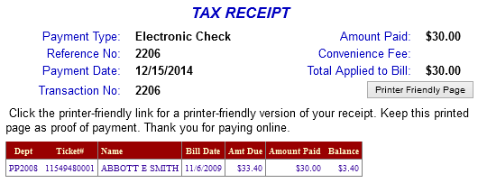 online payment receipt example