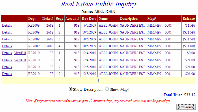 payment history example